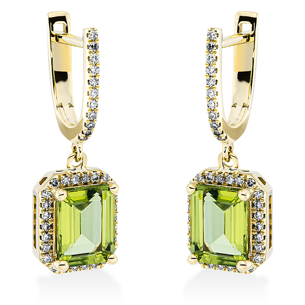 2P487G Ohrschmuck 4er-Krappe Gelbgold 18kt 0,30 Diamantschmuck Farbstein 3,23 ct - 2P487 – Bild 1