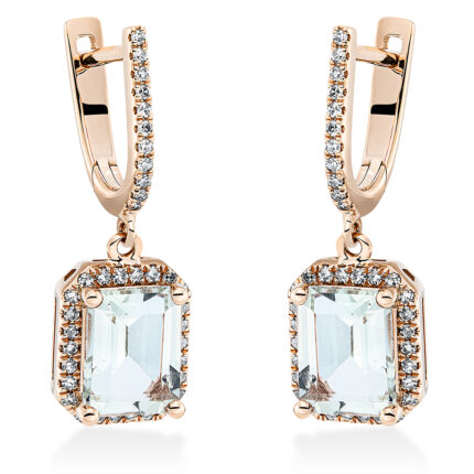 Ohrschmuck 4er-Krappe Rosegold 18kt 0,30 Diamantschmuck Farbstein 3,05 ct - 2P488