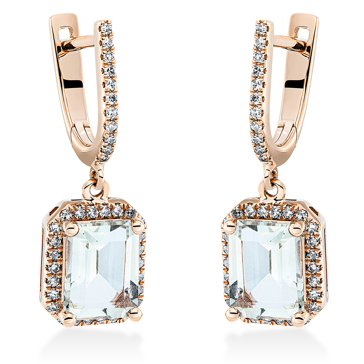 2P488R Ohrschmuck 4er-Krappe Rosegold 18kt 0,30 Diamantschmuck Farbstein 3,05 ct - 2P488 – Bild 1