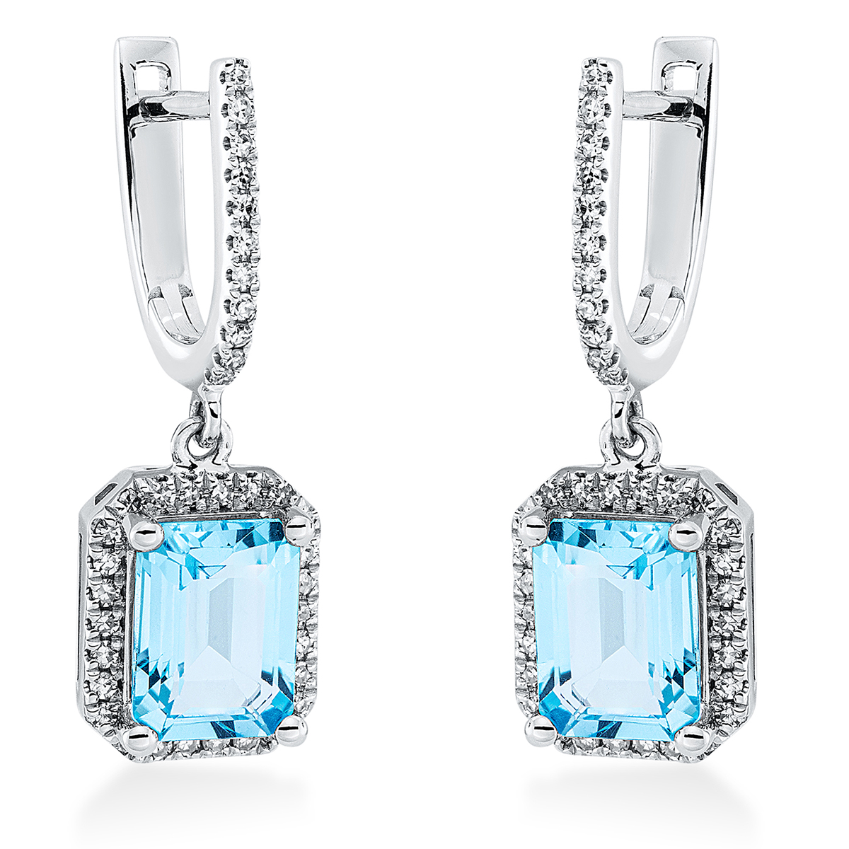 2P490W Ohrschmuck 4er-Krappe Weißgold 18kt 0,30 Diamantschmuck Farbstein 3,8 ct - 2P490 – Bild 1