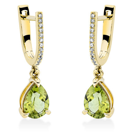 Ohrschmuck 3er-Krappe Gelbgold 18kt 0,07 Diamantschmuck Farbstein 2,17 ct - 2P498