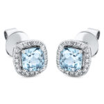 Ohrstecker 4er-Krappe Weißgold 18kt 0,16 Diamantschmuck Farbstein 1,12 ct - 2P511