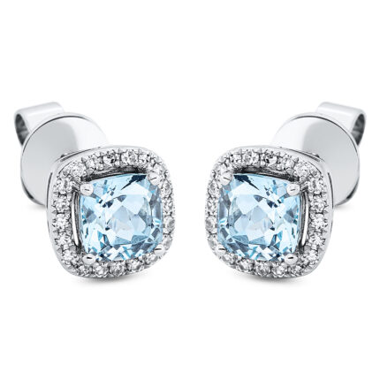 Ohrstecker 4er-Krappe Weißgold 18kt 0,16 Diamantschmuck Farbstein 1,12 ct - 2P511