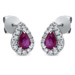 Ohrstecker 3er-Krappe Weißgold 18kt 0,40 Diamantschmuck Farbstein 0,85 ct - 2P512