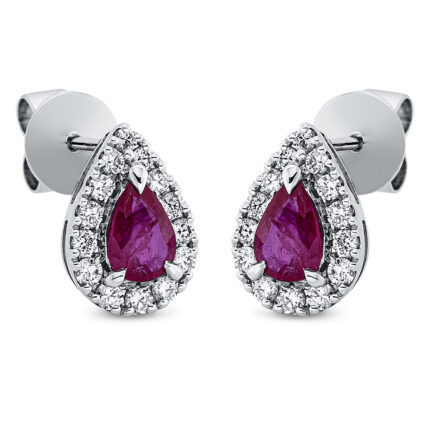 Ohrstecker 3er-Krappe Weißgold 18kt 0,40 Diamantschmuck Farbstein 0,85 ct - 2P512