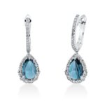 Ohrschmuck 3er-Krappe Weißgold 18kt 0,51 Diamantschmuck Farbstein 2,16 ct - 2S537