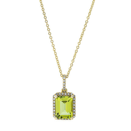 Collier 4er-Krappe Gelbgold 18kt 0,14 Diamantschmuck Farbstein 2,52 ct - 4K655