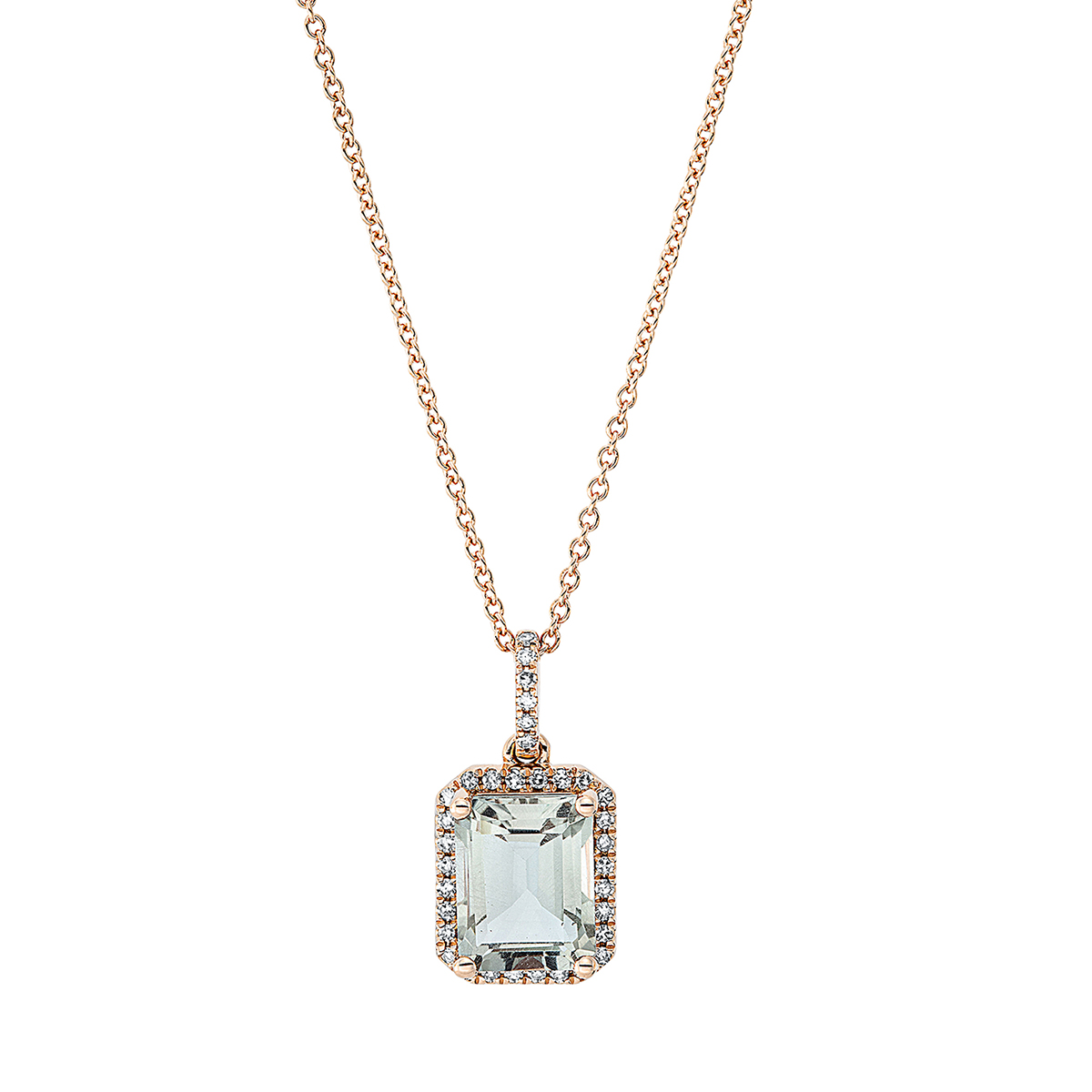 4K656R Collier 4er-Krappe Rosegold 18kt 0,14 Diamantschmuck Farbstein 2,32 ct - 4K656 – Bild 1