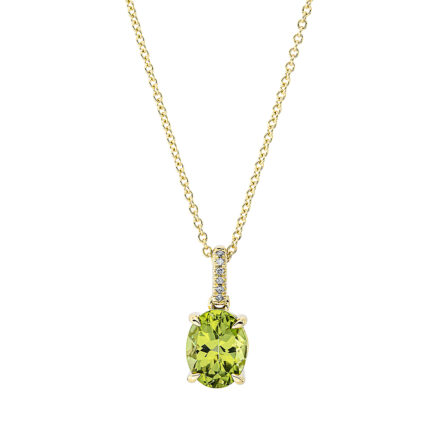 Collier 4er-Krappe Gelbgold 18kt 0,02 Diamantschmuck Farbstein 2,08 ct - 4K660