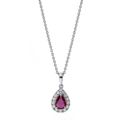 Collier 3er-Krappe Weißgold 18kt 0,25 Diamantschmuck Farbstein 0,59 ct - 4K678