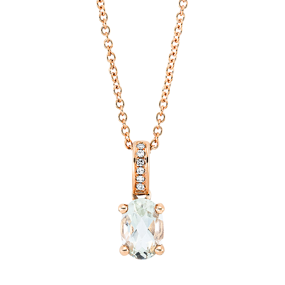 4K683R Collier 4er-Krappe Rosegold 18kt 0,02 Diamantschmuck Farbstein 0,66 ct - 4K683 – Bild 1