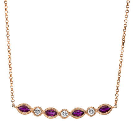 Collier Rosegold 18kt 0,12 Diamantschmuck Farbstein 0,44 ct - 4L704