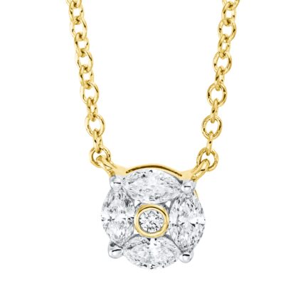 Collier Gelbgold 18kt 0,26 Diamantschmuck mit 5 Diamanten - 4M673