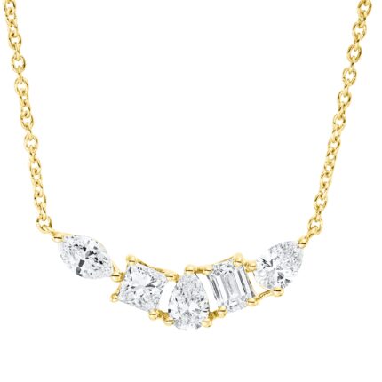 Collier Gelbgold 18kt 0,78 Diamantschmuck mit 5 Diamanten - 4M678