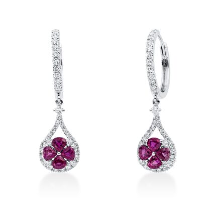 Ohrschmuck Weißgold 18kt 0,54 Diamantschmuck Farbstein 1,16 ct - 2S803