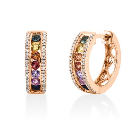 Creolen Rosegold 18kt 0,10 Diamantschmuck Farbstein 0,68 ct - 2S862