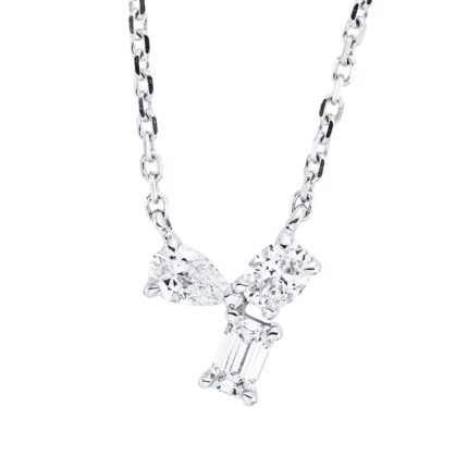 Collier Weißgold 18kt 0,32 Diamantschmuck mit 3 Diamanten - 4M936