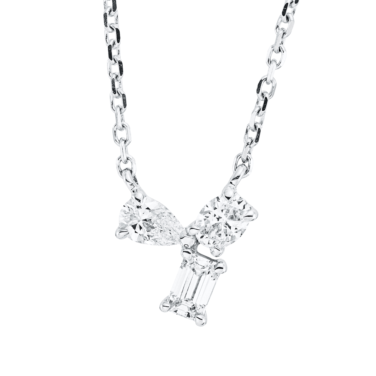 4M936W Collier Weißgold 18kt 0,32 Diamantschmuck mit 3 Diamanten - 4M936 – Bild 1