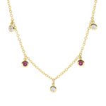 Collier Gelbgold 18kt 0,15 Diamantschmuck Farbstein 0,26 ct - 4M943