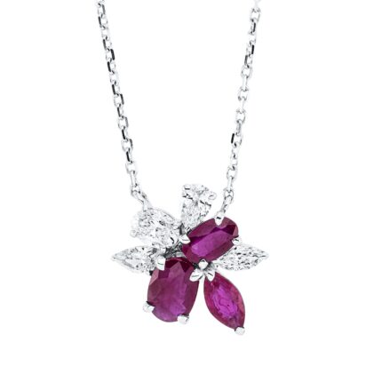 Collier Weißgold 18kt 0,47 Diamantschmuck Farbstein 1,21 ct - 4M945