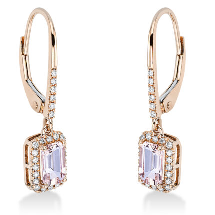 Ohrschmuck 4er-Krappe Rosegold 18kt 0,15 Diamantschmuck Farbstein 0,96 ct - 2O135