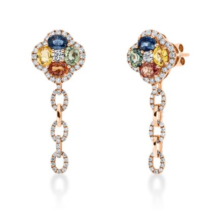 Ohrschmuck Rosegold 18kt 0,76 Diamantschmuck Farbstein 1,84 ct - 2T037