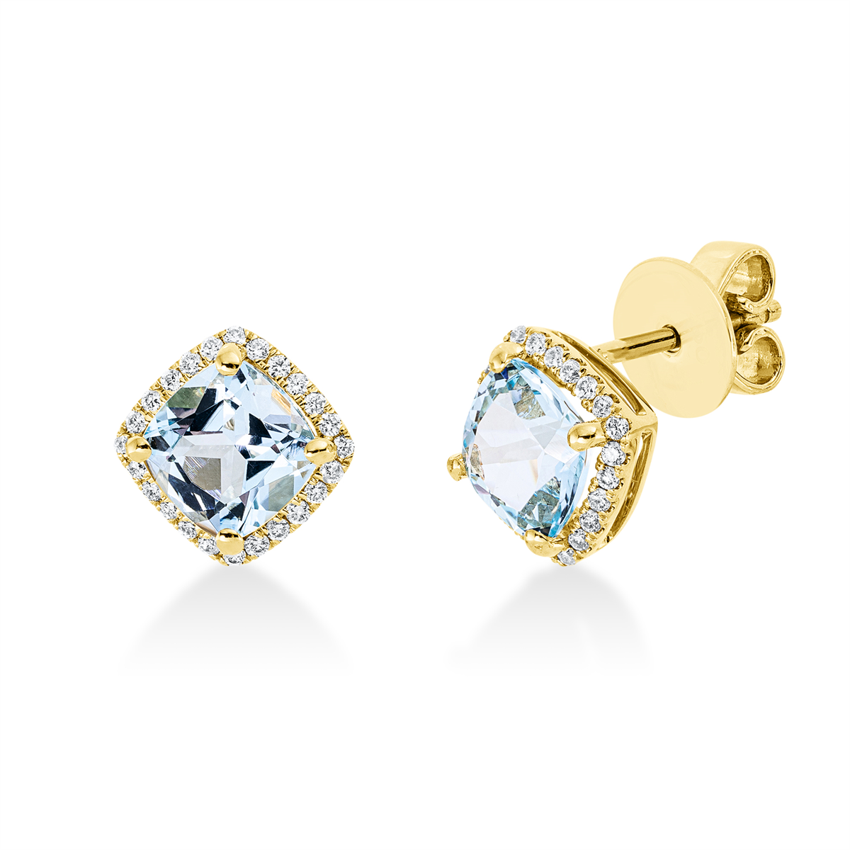 2T112G Ohrstecker Gelbgold 18kt 0,21 Diamantschmuck Farbstein 2,7 ct - 2T112 – Bild 1