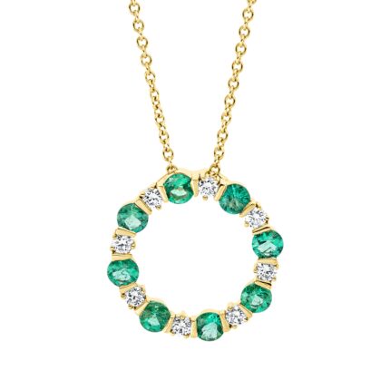 Collier Gelbgold 18kt 0,26 Diamantschmuck Farbstein 0,78 ct - 4N101