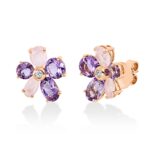 Ohrstecker Rosegold 18kt 0,05 Diamantschmuck Farbstein 3,4 ct - 2T205