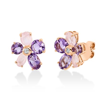 Ohrstecker Rosegold 18kt 0,05 Diamantschmuck Farbstein 3,4 ct - 2T205