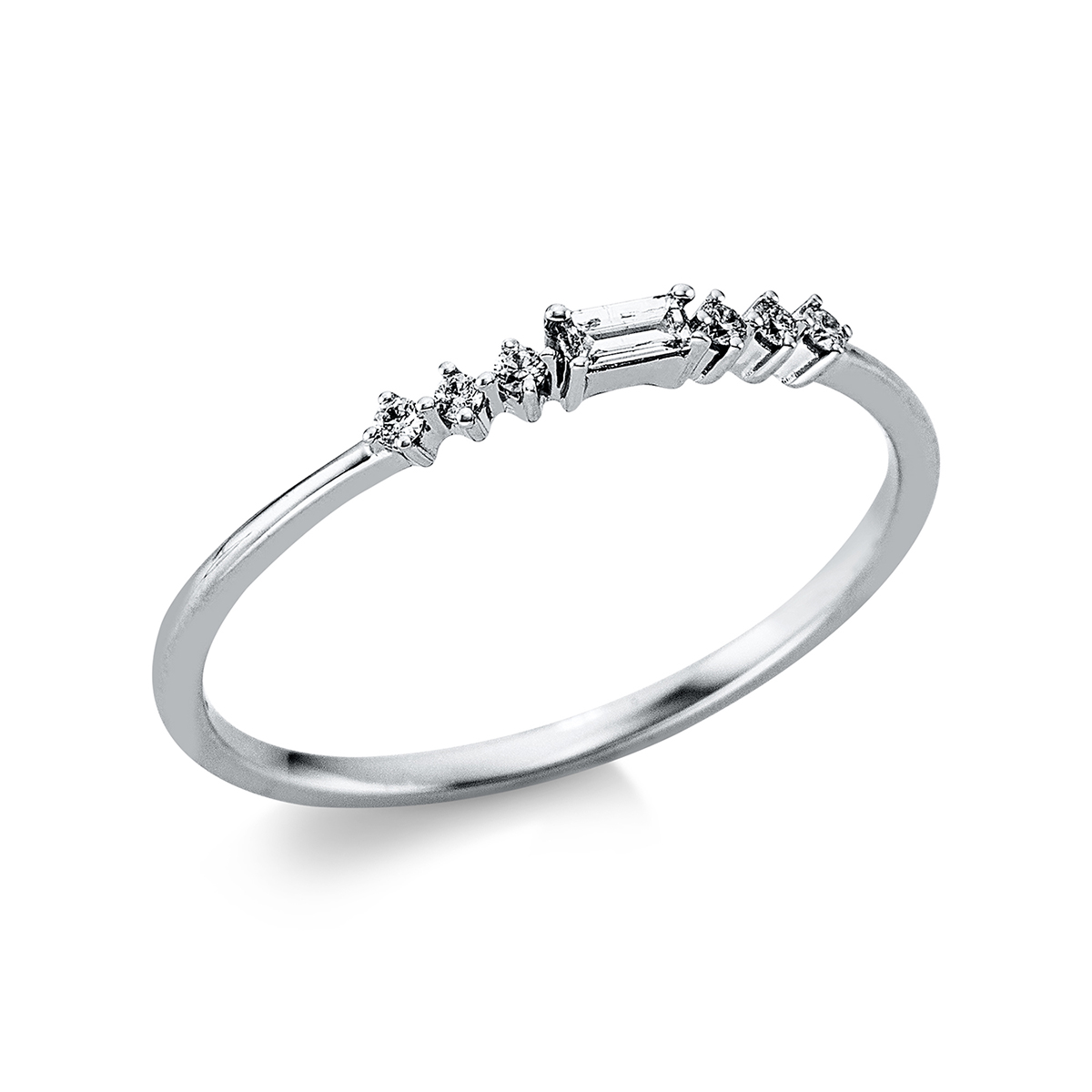 1AD54W Baguette Weißgold 18kt 0,08 Diamantringe mit 7 Diamanten - 1AD54 – Bild 1