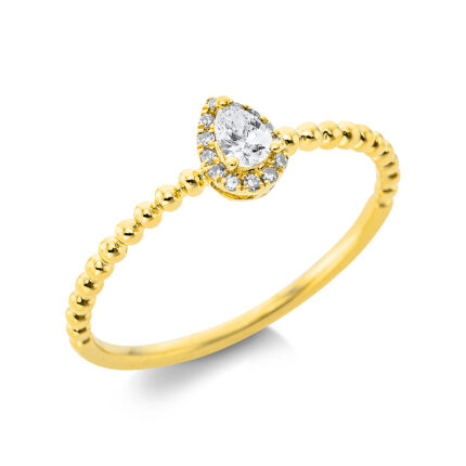 Solitaeire Gelbgold 18kt 0,13 Diamantringe mit 14 Diamanten - 1BF10