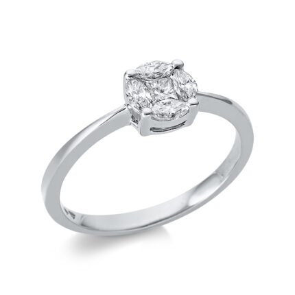 Baguette Weißgold 18kt 0,42 Diamantringe mit 5 Diamanten - 1C568