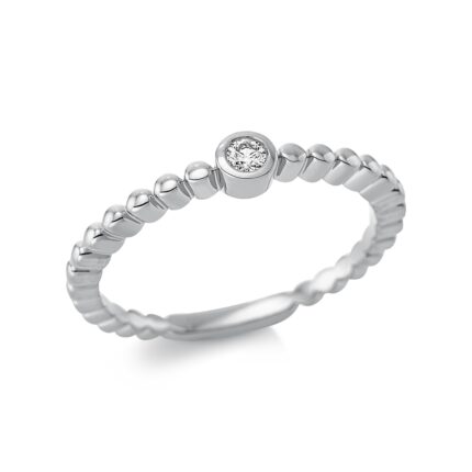 Solitaeire Zarge Weißgold 18kt 0,05 Diamantringe mit 1 Diamanten - 1CD28