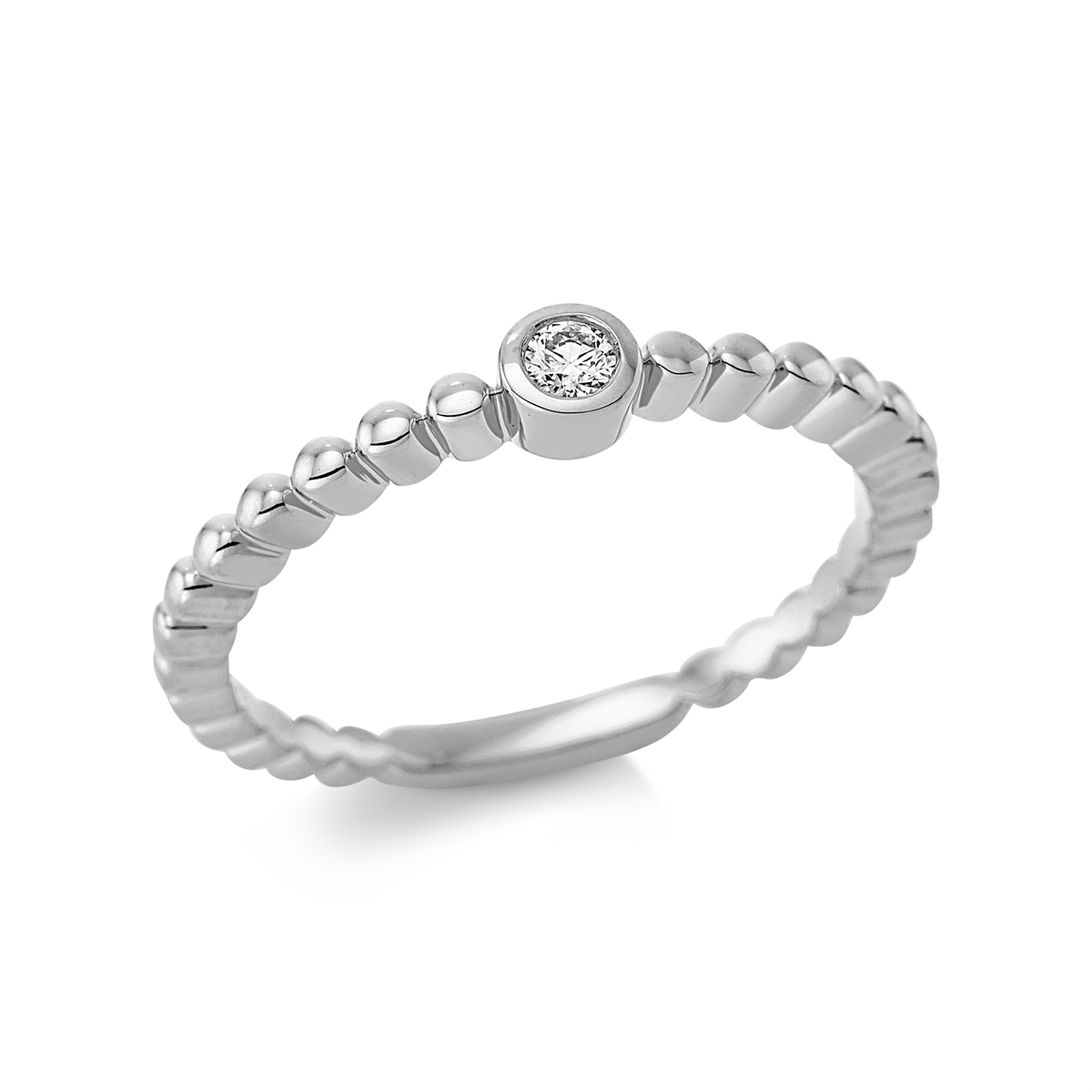 1CD28W Solitaeire Zarge Weißgold 18kt 0,05 Diamantringe mit 1 Diamanten - 1CD28 – Bild 1
