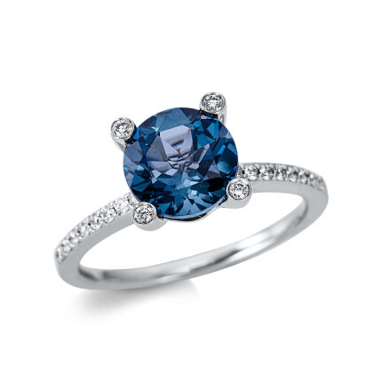 Farbstein 4er-Krappe Weißgold 18kt 0,22 Diamantringe Farbstein 2,19 ct - 1CF20