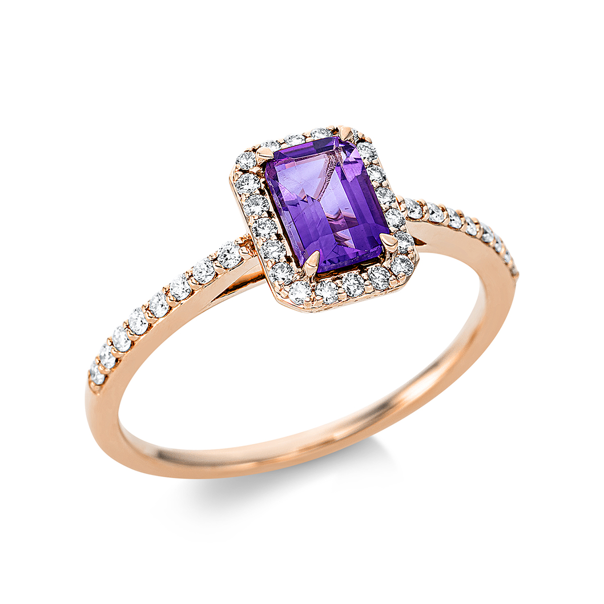 1CI19R Farbstein 4er-Krappe Rosegold 18kt 0,19 Diamantringe Farbstein 0,49 ct - 1CI19 – Bild 1