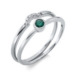 Farbstein Weißgold 18kt 0,03 Diamantringe Farbstein 0,12 ct - 1CP42