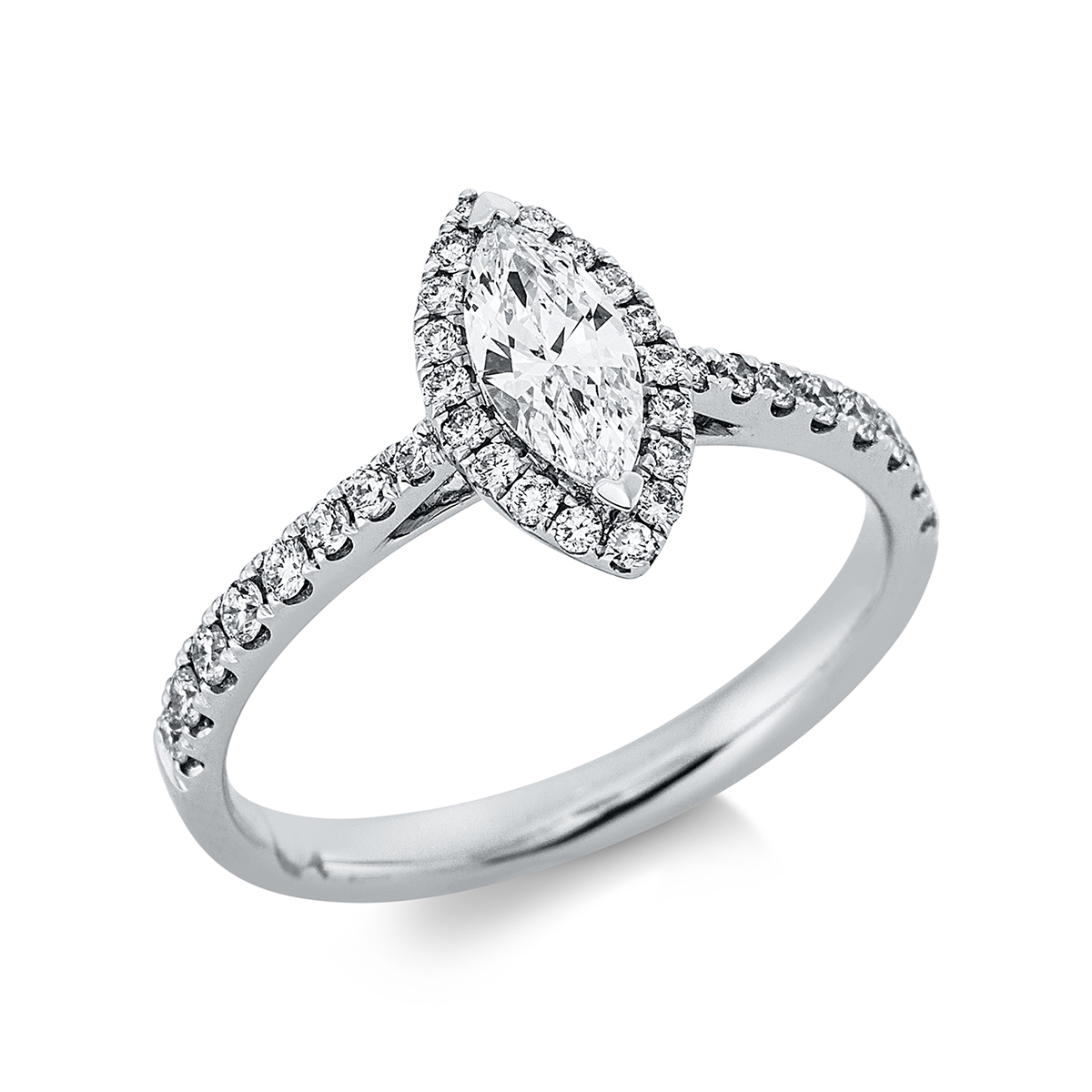 1CY70W Solitaeire Weißgold 18kt 0,75 Diamantringe mit 35 Diamanten - 1CY70 – Bild 1