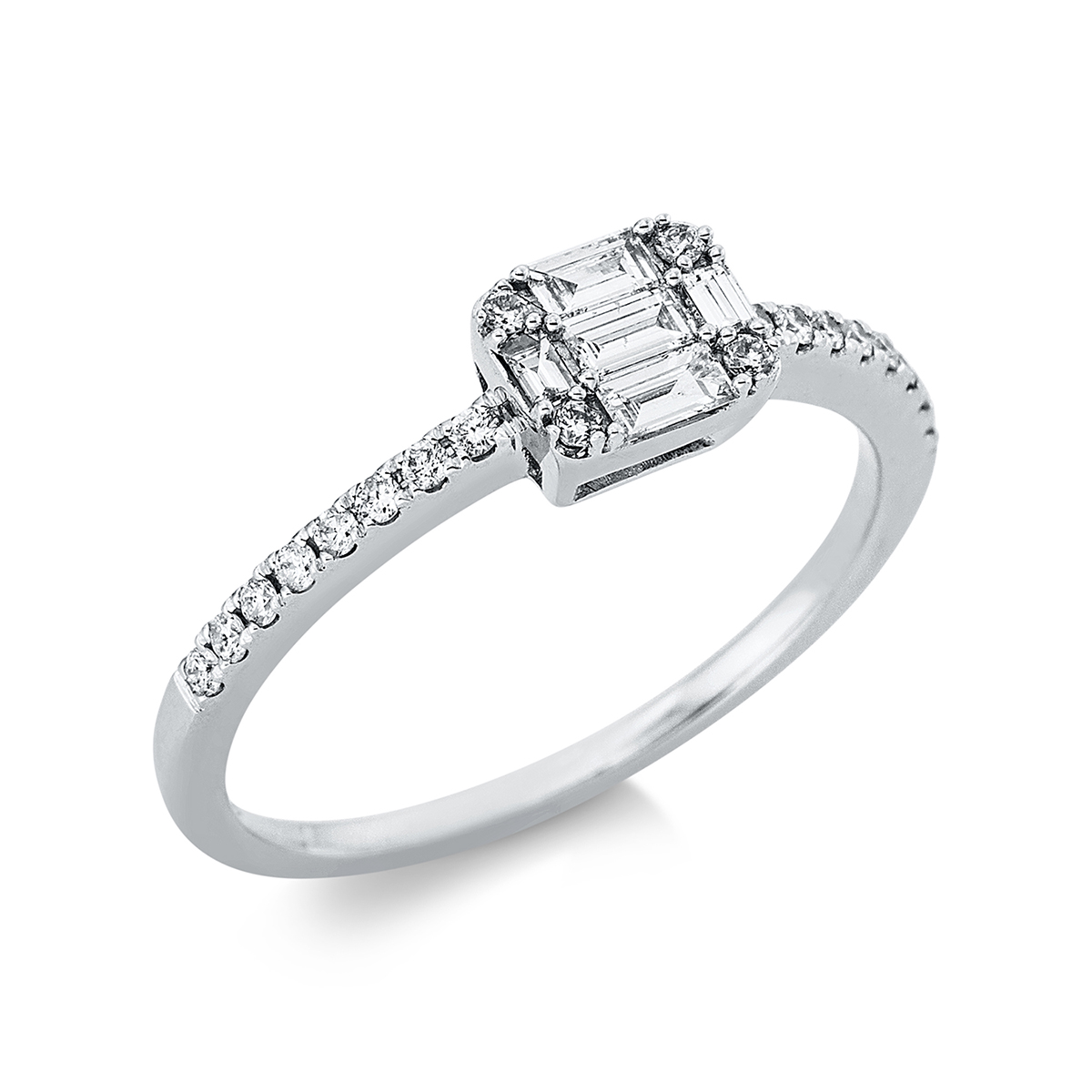 1CZ32W Baguette Weißgold 18kt 0,32 Diamantringe mit 25 Diamanten - 1CZ32 – Bild 1