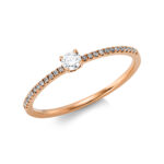 Solitaeire Rosegold 18kt 0,17 Diamantringe mit 25 Diamanten - 1DB12