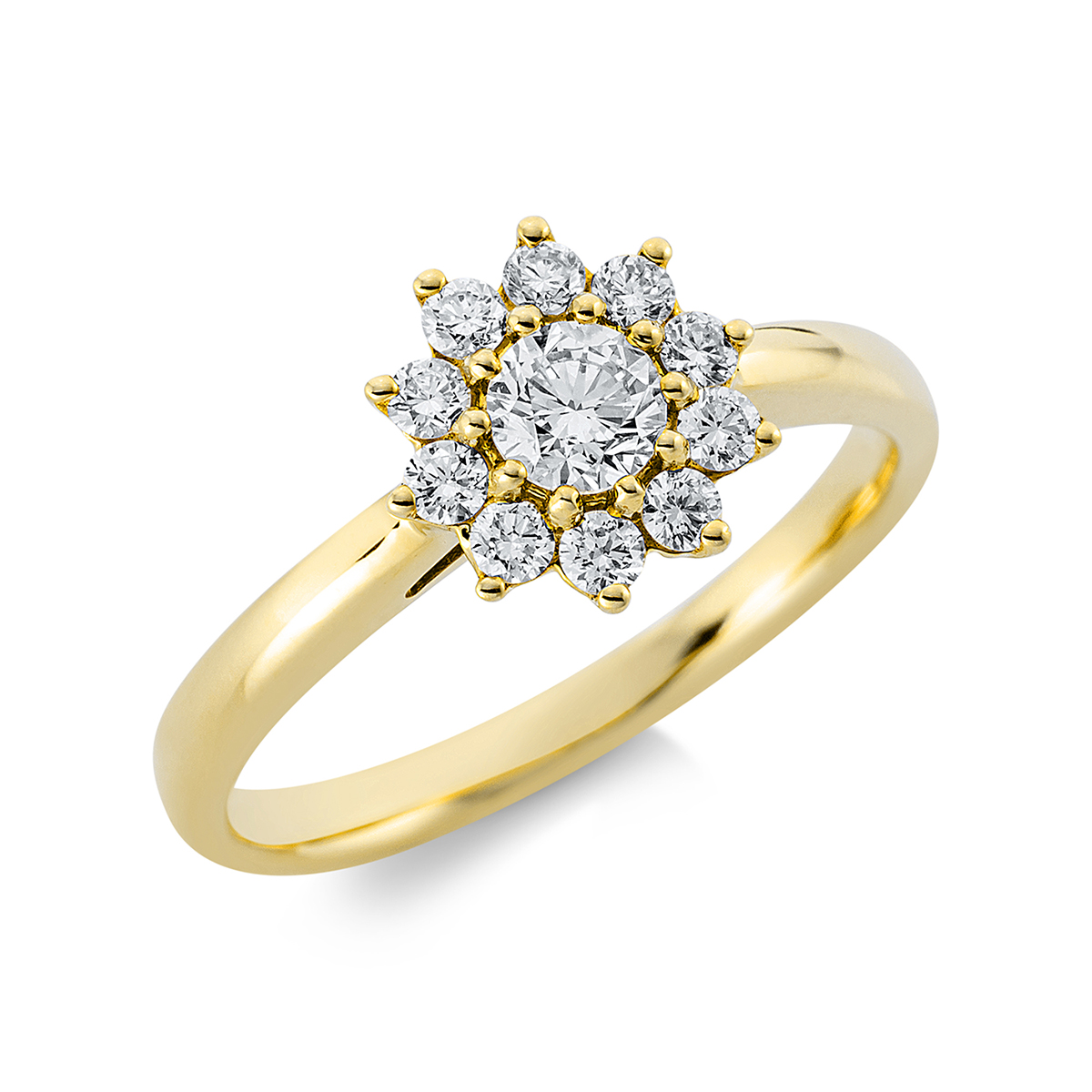 1DC33G Solitaeire Gelbgold 18kt 0,51 Diamantringe mit 11 Diamanten - 1DC33 – Bild 1
