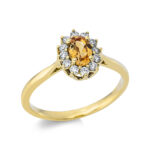 Farbstein Gelbgold 18kt 0,20 Diamantringe Farbstein 0,44 ct - 1DD09