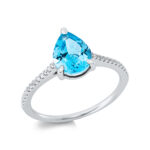 Farbstein 3er-Krappe Weißgold 18kt 0,09 Diamantringe Farbstein 1,87 ct - 1DI41