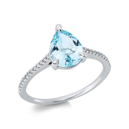 Farbstein 3er-Krappe Weißgold 18kt 0,09 Diamantringe Farbstein 1,38 ct - 1DI42