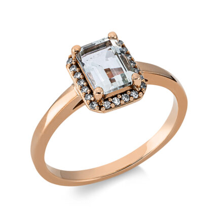 Farbstein 4er-Krappe Rosegold 18kt 0,09 Diamantringe Farbstein 0,96 ct - 1DI61