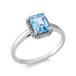 Farbstein 4er-Krappe Weißgold 18kt 0,09 Diamantringe Farbstein 1,21 ct - 1DI63