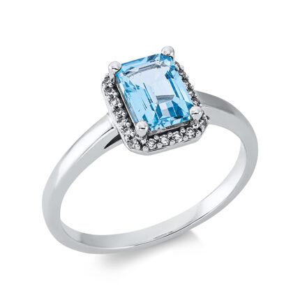 Farbstein 4er-Krappe Weißgold 18kt 0,09 Diamantringe Farbstein 1,21 ct - 1DI63