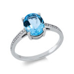 Farbstein 4er-Krappe Weißgold 18kt 0,08 Diamantringe Farbstein 2,03 ct - 1DI73