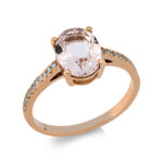 Farbstein 4er-Krappe Rosegold 18kt 0,08 Diamantringe Farbstein 1,47 ct - 1DI75